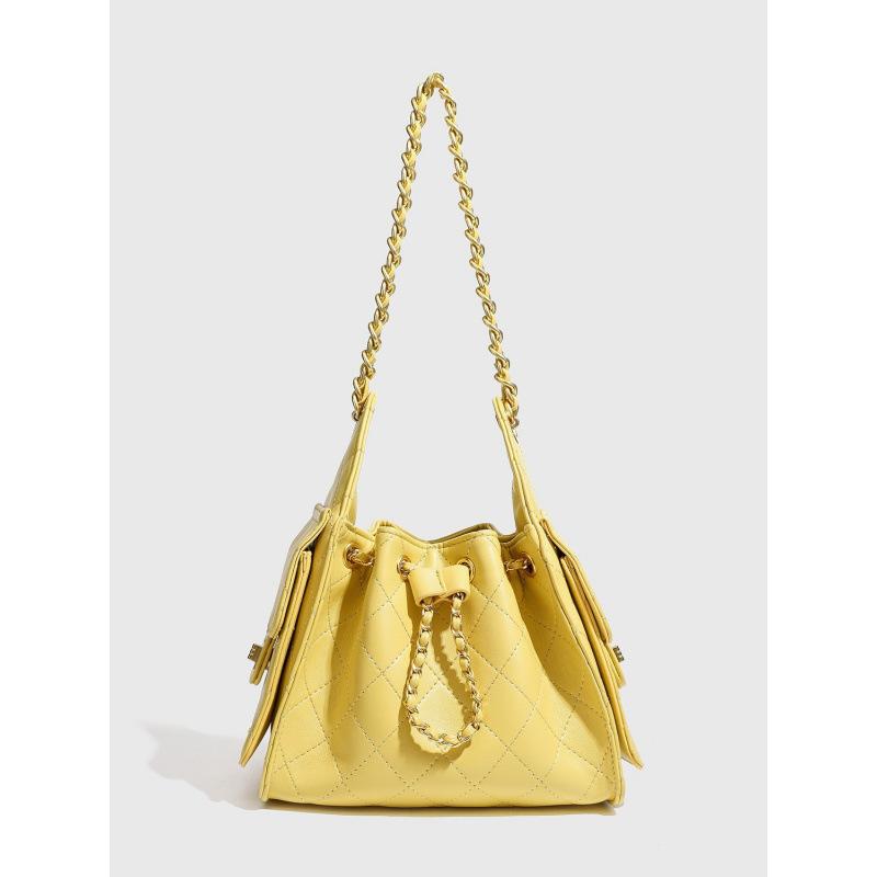 New Quilted Chain Bucket Shoulder Bag, Elegant & Stylish Crossbody & Tote Purse For Women, Versatile Daily Commuter Handbag With Chain Strap