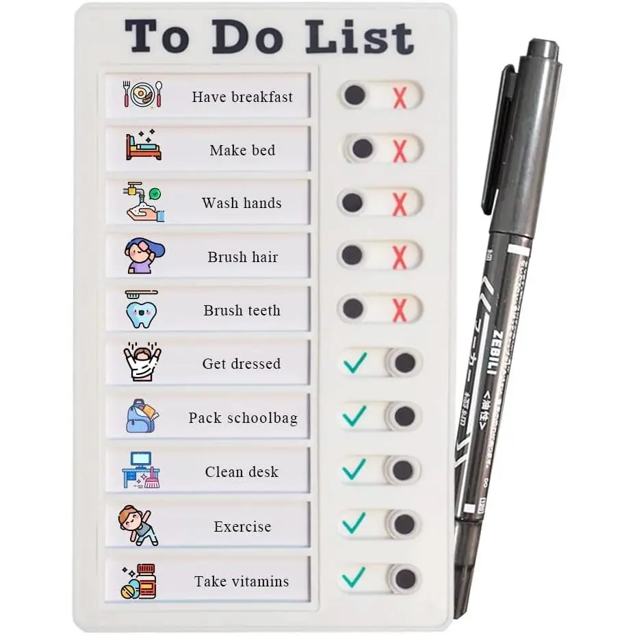 Chore Chart for Multiple People, Visual Grid Routine Track Checklist Board, Office Personal Organiser Tool, Checkmarks
