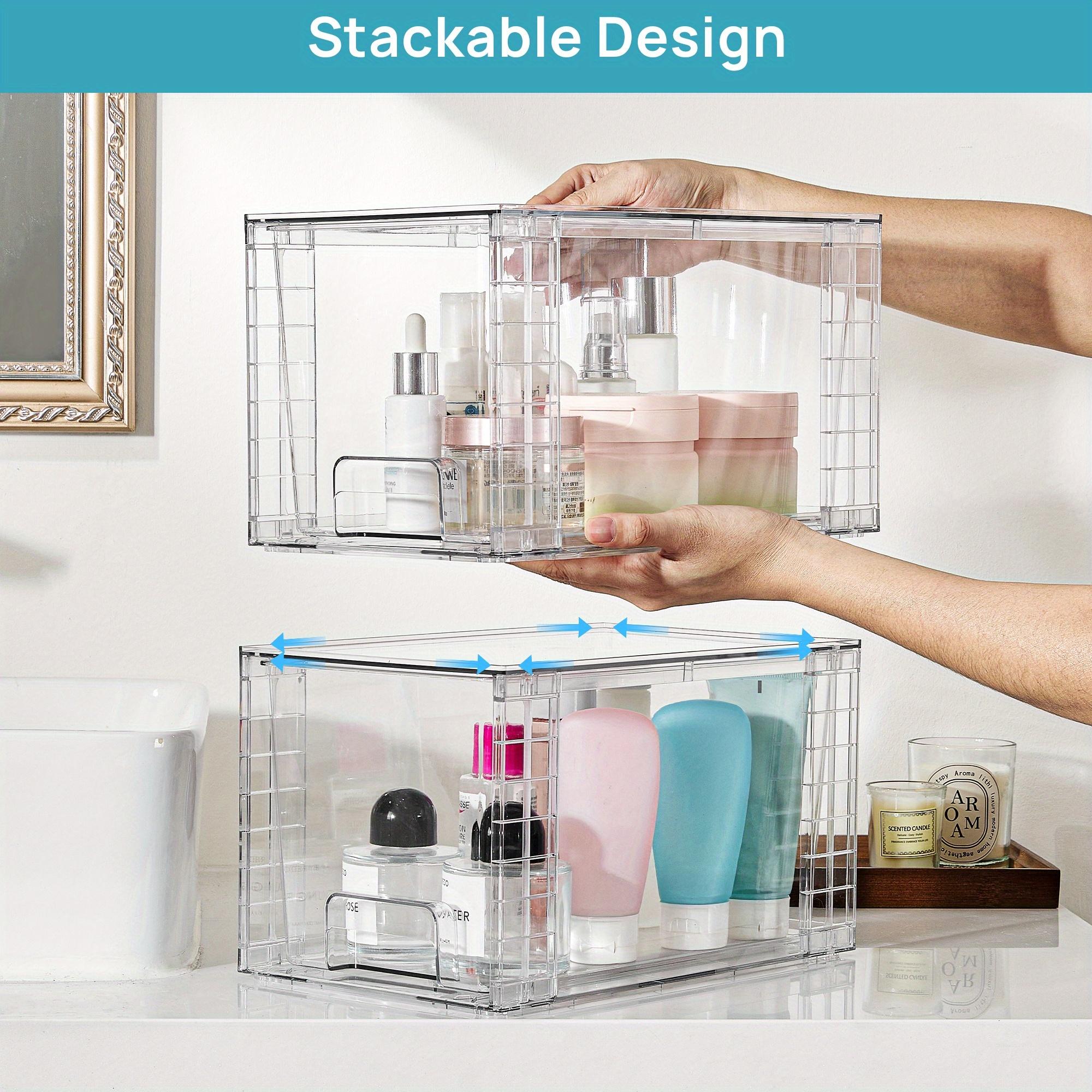 2/4/6/8/12 Packs Drawer Style Storage Cabinet, Stackable Storage Drawers, Easily Assemble Acrylic Bathroom Closet Undersink Organizers And Storage, Plastic Bins for Kitchen Cabinets, Pantry, Makeup Organization, Storage Drawer Units