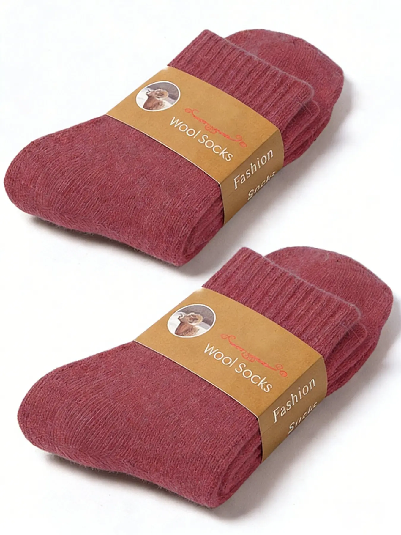 2 Pairs Thick Wool Calf High Socks for Men, Fall & Winter Warm Crew Socks, Solid Color, Sizes 36-42