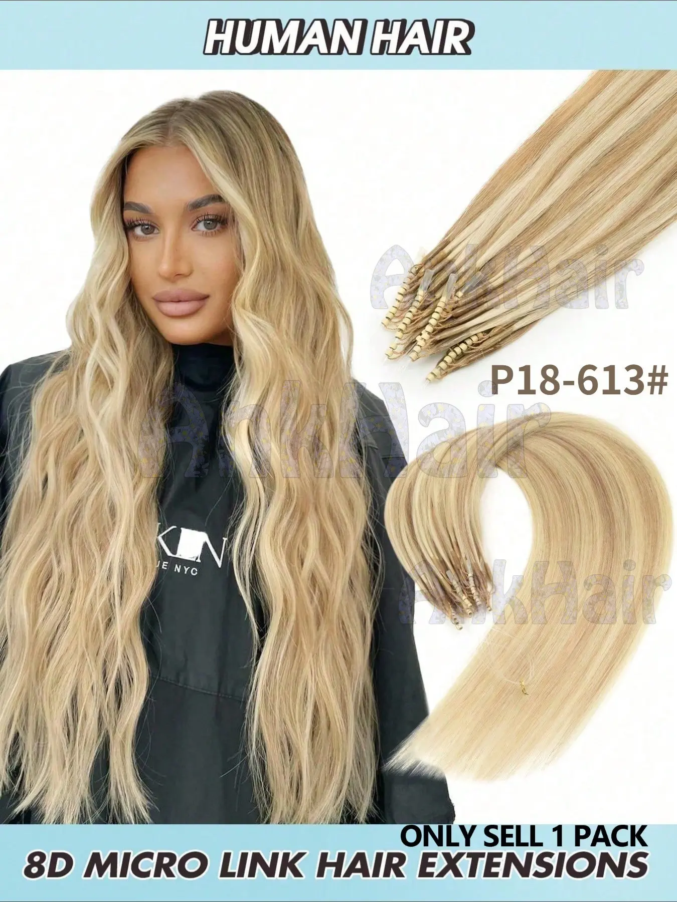 8D Nano Ring Hair Extensions, Real Human Hair, Invisible Nano Beads, No Glue No Tape, Secure Comfortable, Long Lasting, Easy to Install