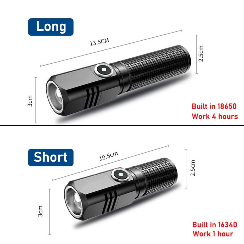 10000 LM mini powerful led flashlight xhp50 built-in battery 3 modes usb rechargeable flashlights flash light edc torch lamp