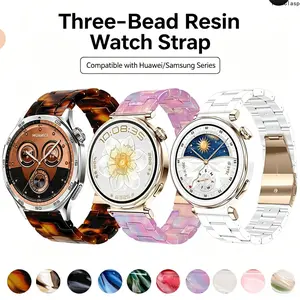 Resin 3-Link Colorful Watch Strap – Fits Huawei GT6/5 & Samsung Watch 7 (22mm), Lightweight & Fun for Summer Rotation