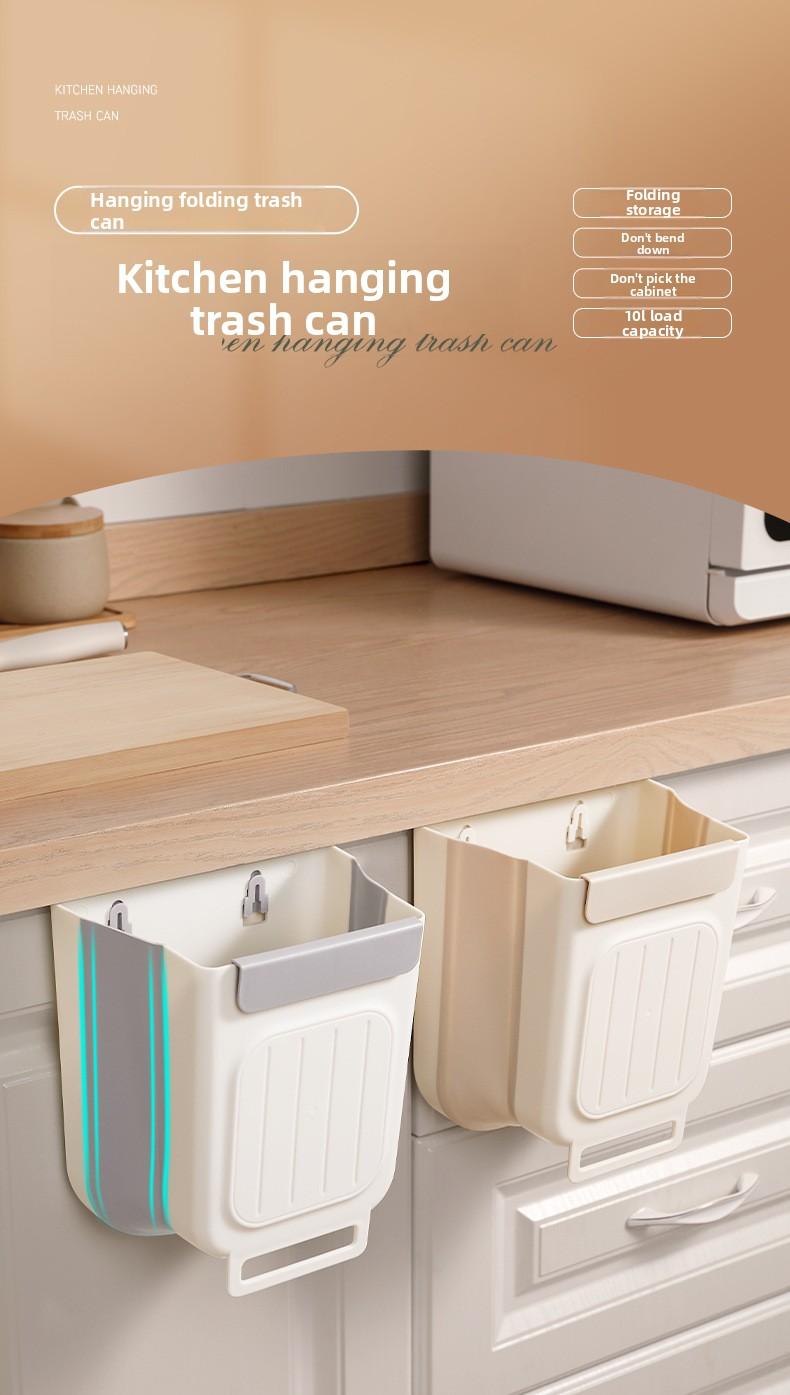 Foldable Trash Can for Home Kitchen Cabinet Hanging Garbage Storage Thickened Large Caliber Multifunctional Trash Can