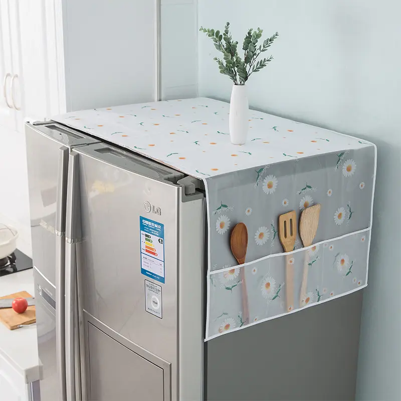 2 Pack Refrigerator Dust Cover with Storage Pockets Multi Functional Waterproof Fridge Top Protector Household Kitchen Appliance Dust Proof Cover  Decor Cleaning dustproof