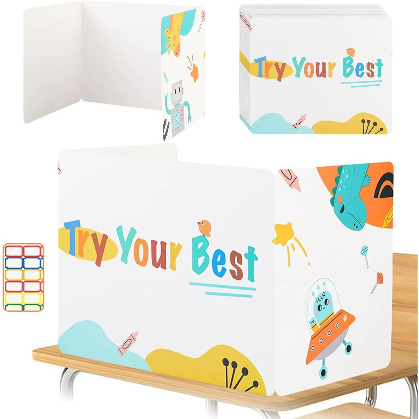 24 Pack Cardboard Desk Dividers for Students, Modern Privacy Shields for Classroom & Home Use, Durable and Convenient Study Carrels, 16 L x 12 W x 13 H in, Teachers, 16 L X 12 W X 13 H Inches