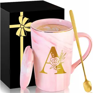 Personalized Ceramic Coffee Mug with Lid Tea Cup Women Female Teacher Gifts for Birthday Christmas Holiday Xmas Personalized Custom Inexpensive Present