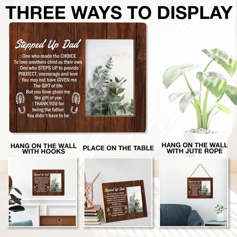 Stepdad Gifts Bonus Dad Gifts Stepped Up Definition  Picture Frame  for Stepdad Birthady Christmas Father's Day, Display Photo 4 x 6 Inch