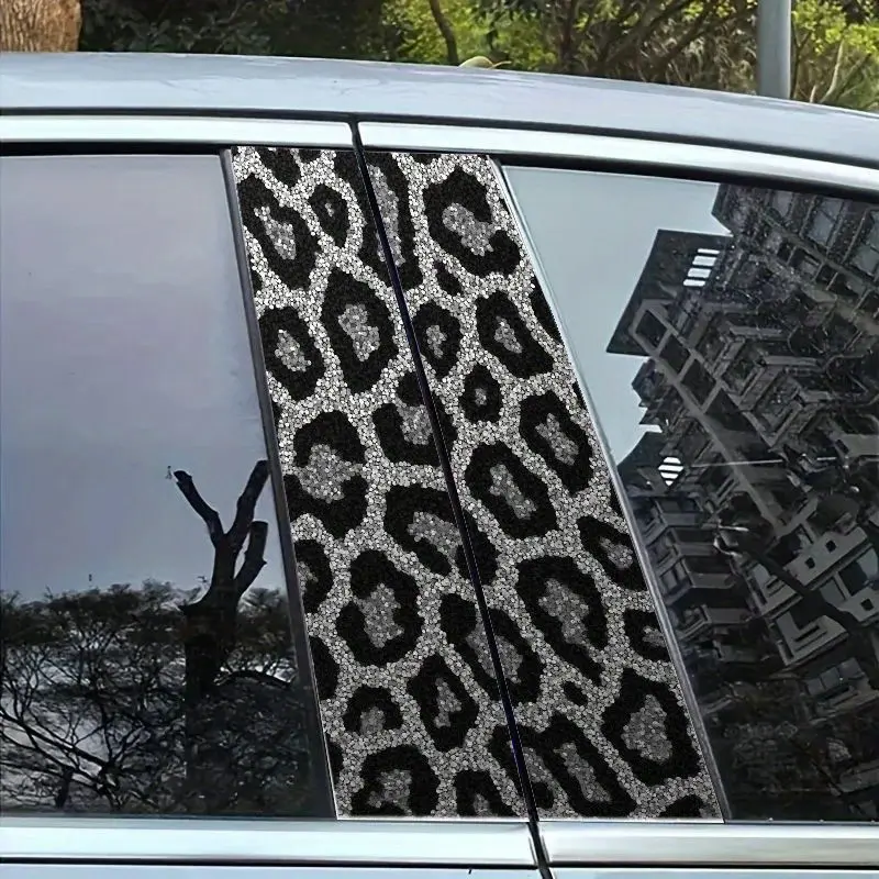 2pcs High-Quality Car Stickers - Durable Vinyl B-Pillar Protectors Leopard Print Car Decals - Vinyl Sticker Set for Exterior And Interior Decoration, Durable, Weather-Resistant, Easy Application, Automotive Styling, Car Wrap Stickers, Automobile Decals