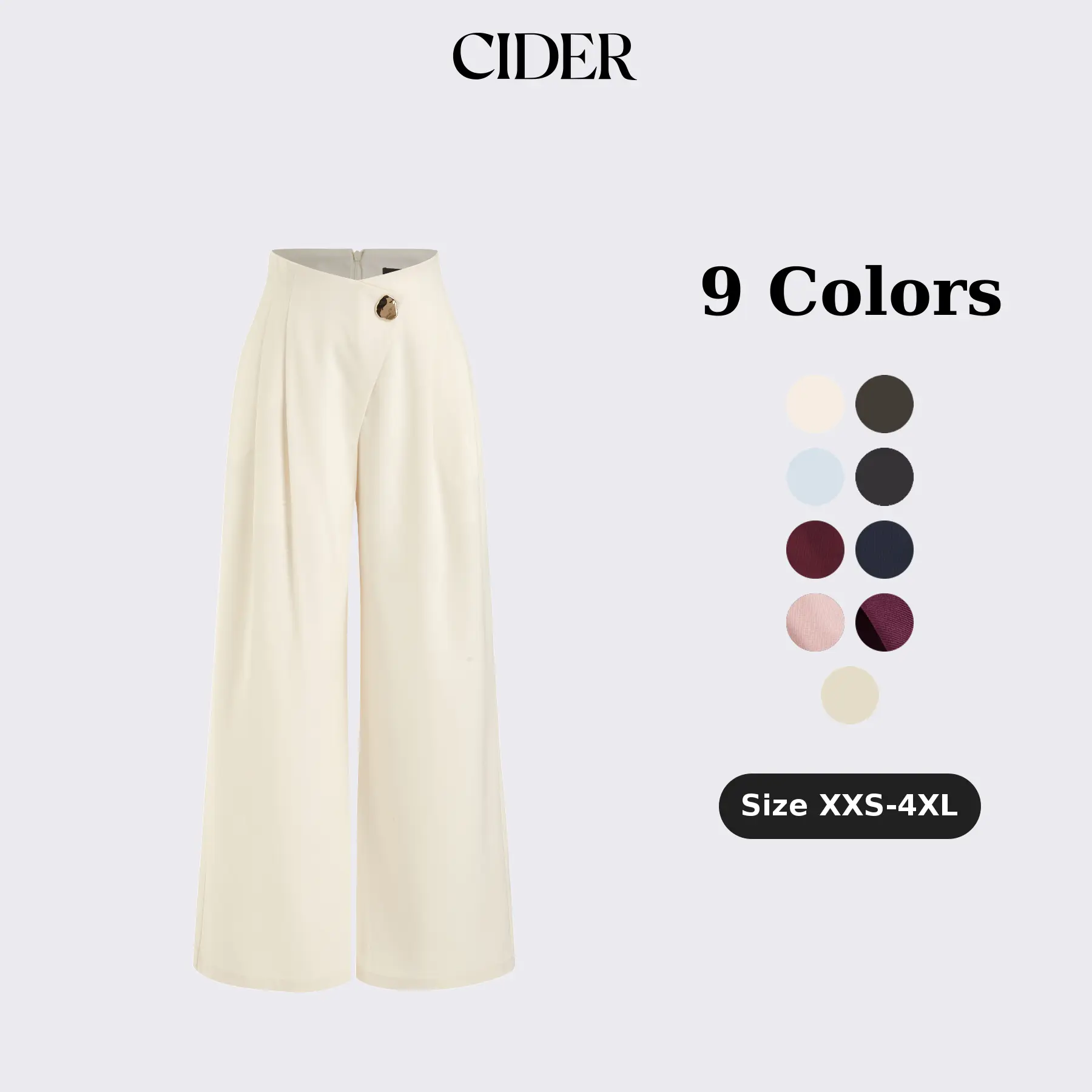 Cider High Rise Metal Button Pleated Wide Leg Trousers Cider High Rise Metal Button Pleated Wide Leg Trousers