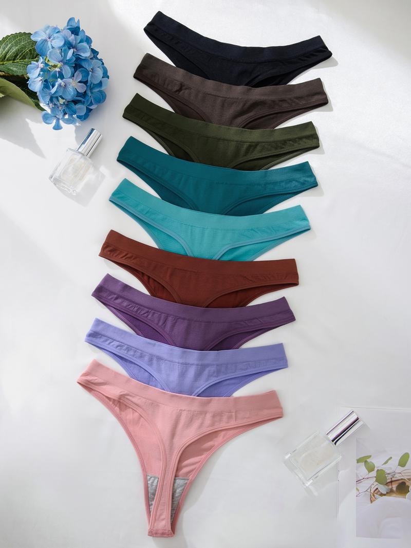 Women's Solid Color Seamless Thong, Casual Comfy Panties, Soft Comfy Breathable Panty for Daily Wear, Ladies Underwear for All Seasons