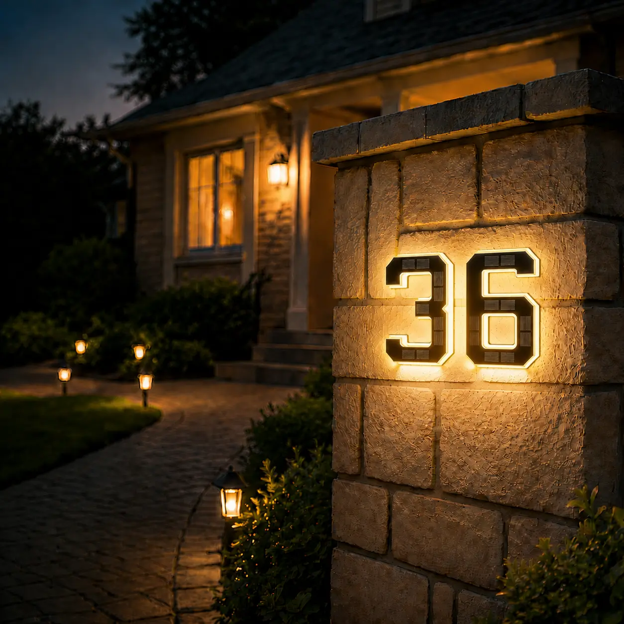 4.7Inch Solar Lighted House Numbers for Outside, Light Up Waterproof LED Address Signs for Houses, Backlit Illuminated Exterior Modern House Numbers Light