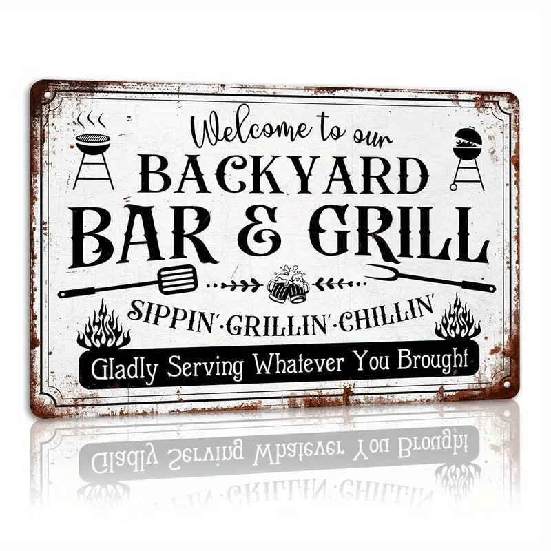 Vintage Metal Iron Tin Sign Wall Art - 2 Sizes, Retro Style Home Decorations, Backyard Decor, Outdoor Decor, Living Room Decorations, Farmhouse Party Plaque Gift