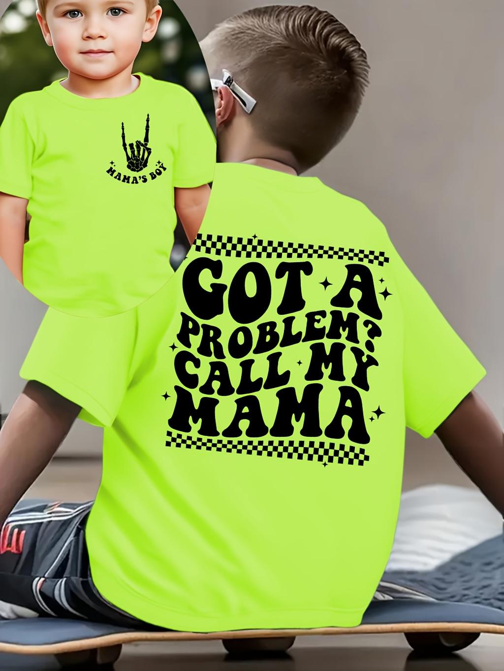 Summer Fashion Boys' Short-Sleeve T-Shirt with Skull Element "GOT A PROBLEM? CALL MY MAMA" Letter Print Double-Sided Casual Top NYDX4412