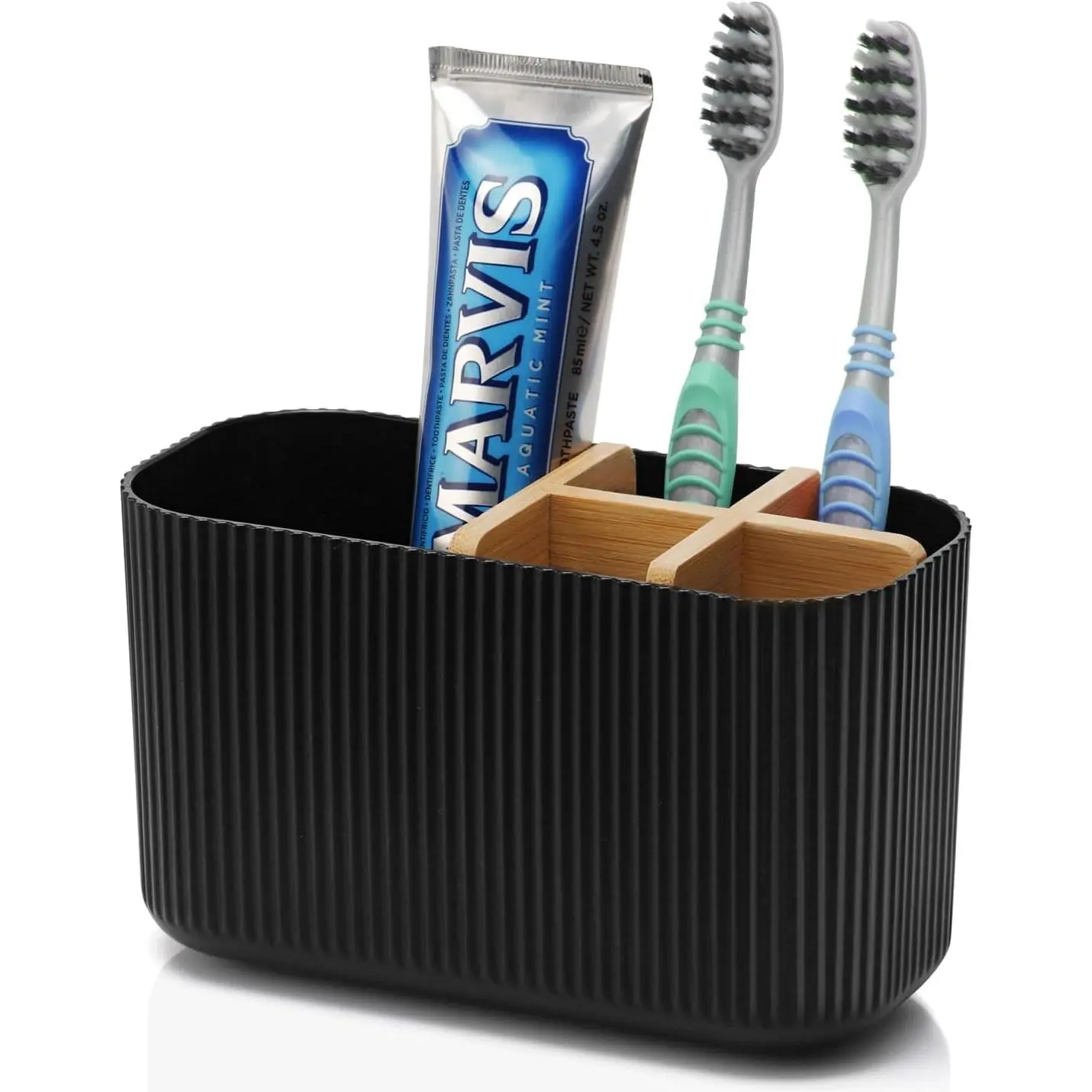 Black Toothbrush Holder - Bamboo Toothbrush Holders for Bathrooms Electric Toothbrush Holder Organizer Kids Toothbrush Holders for Bathrooms Countertop