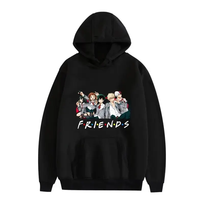 Men's Chic My Hero Academia Friends Printed Hoodie - Long Sleeve Easy Casual Anime Wear, New Year All Seasons Deku Graphic Cosplay Sweatshirt for Women