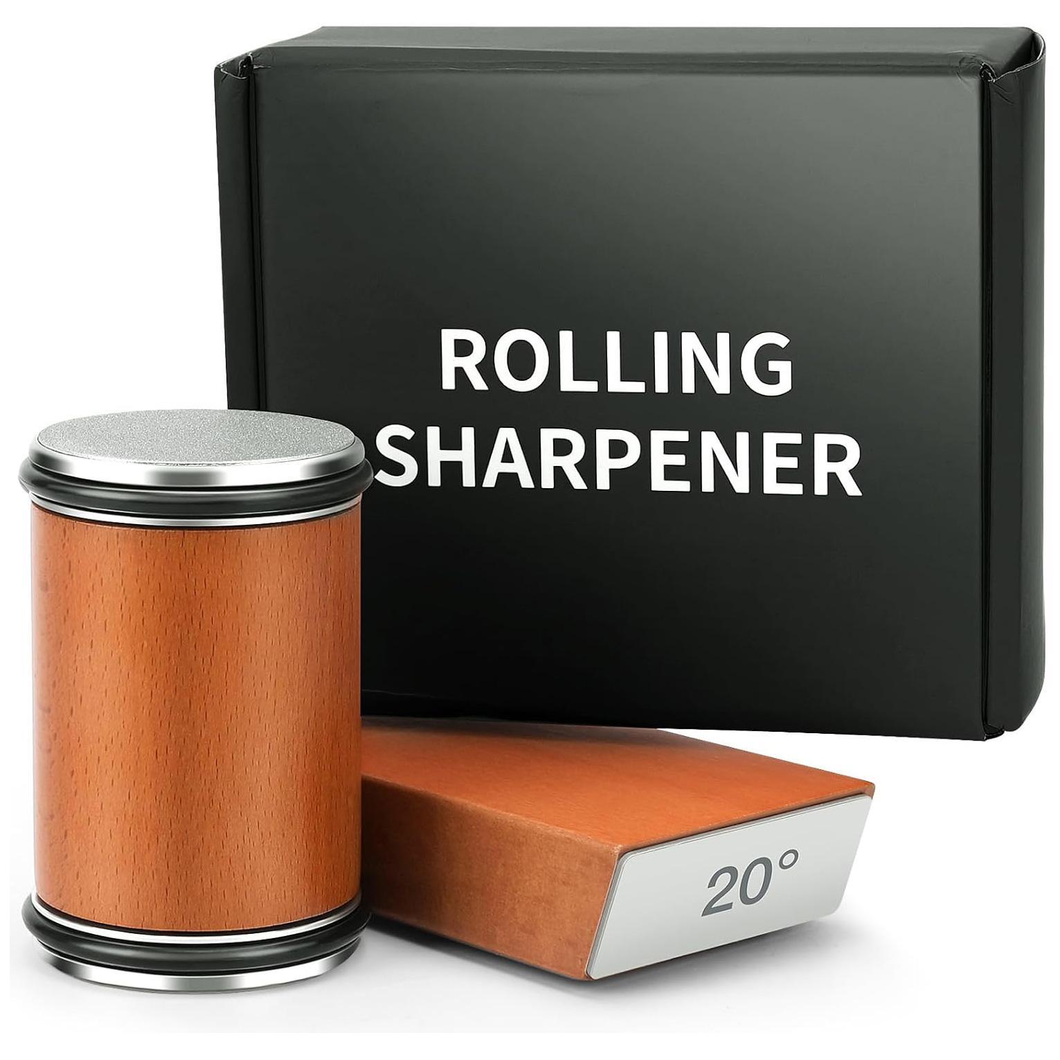 Manual Knife Sharpener, 1 Set  Wooden Knife Sharpening Stone with Two Grinding Angles Of 15° and 20°, Knife Sharpening Tool for Home Kitchen, Kitchen Accessories