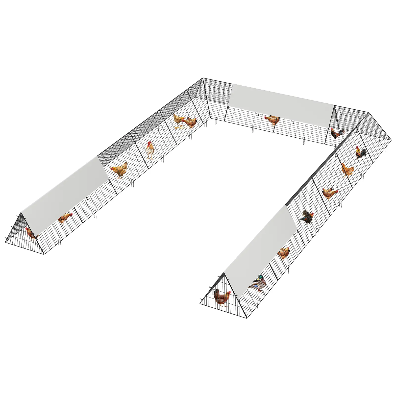 Metal Chicken Tunnel Run with Corner Frames – Weather-Resistant Outdoor Poultry Enclosure with Cover, Large Modular Run for Hens, Ducks & Rabbits