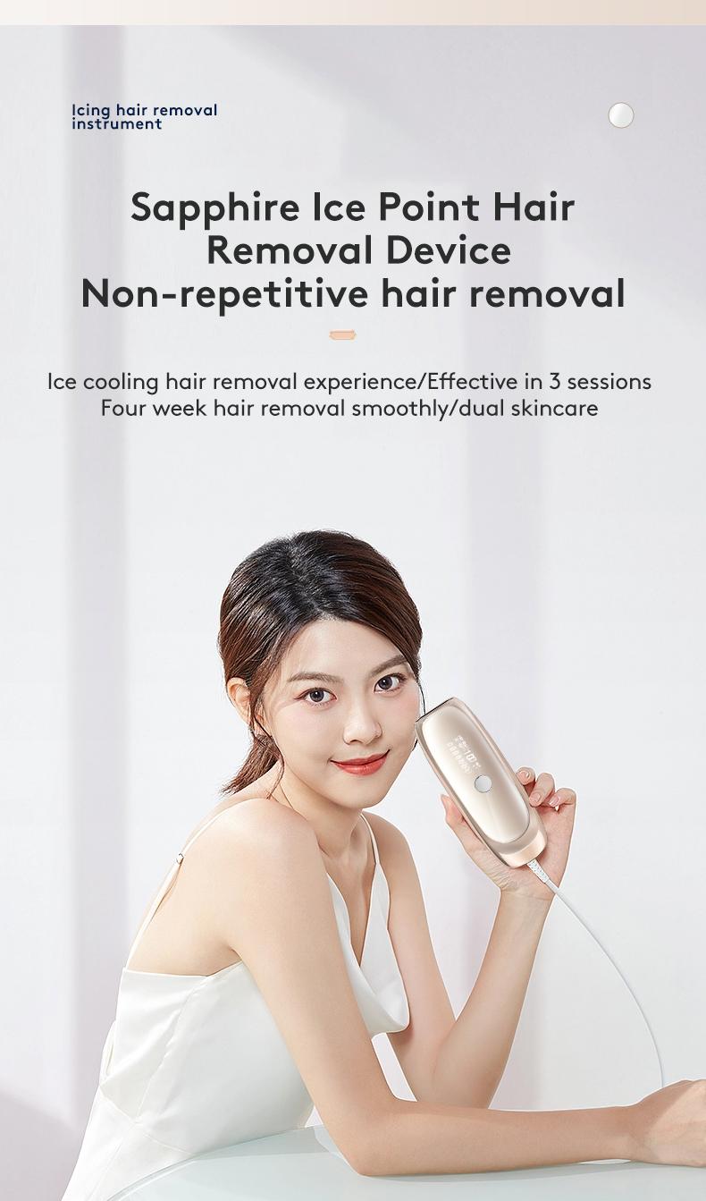 IPL Laser Hair Removal Device with Sapphire Ice-Cooling Technology for Women & Men, Painless & Long-Lasting Hair Remover for Full Body Use at Home, Safe on Face, Bikini Line, Armpits