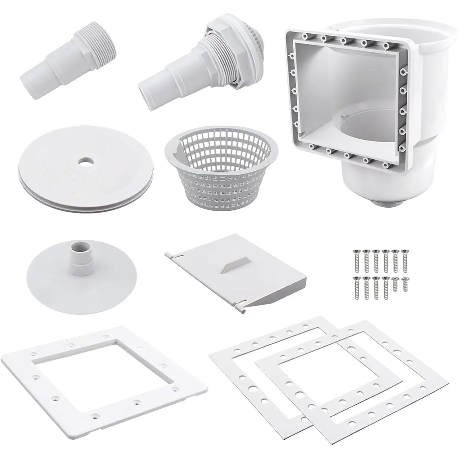 Above Ground Pool Skimmer with Accessories, Thru-Wall Skimmer Compatible with All Standard Pool Wall Cutouts - Durable Easy Installation for Above Ground Pools