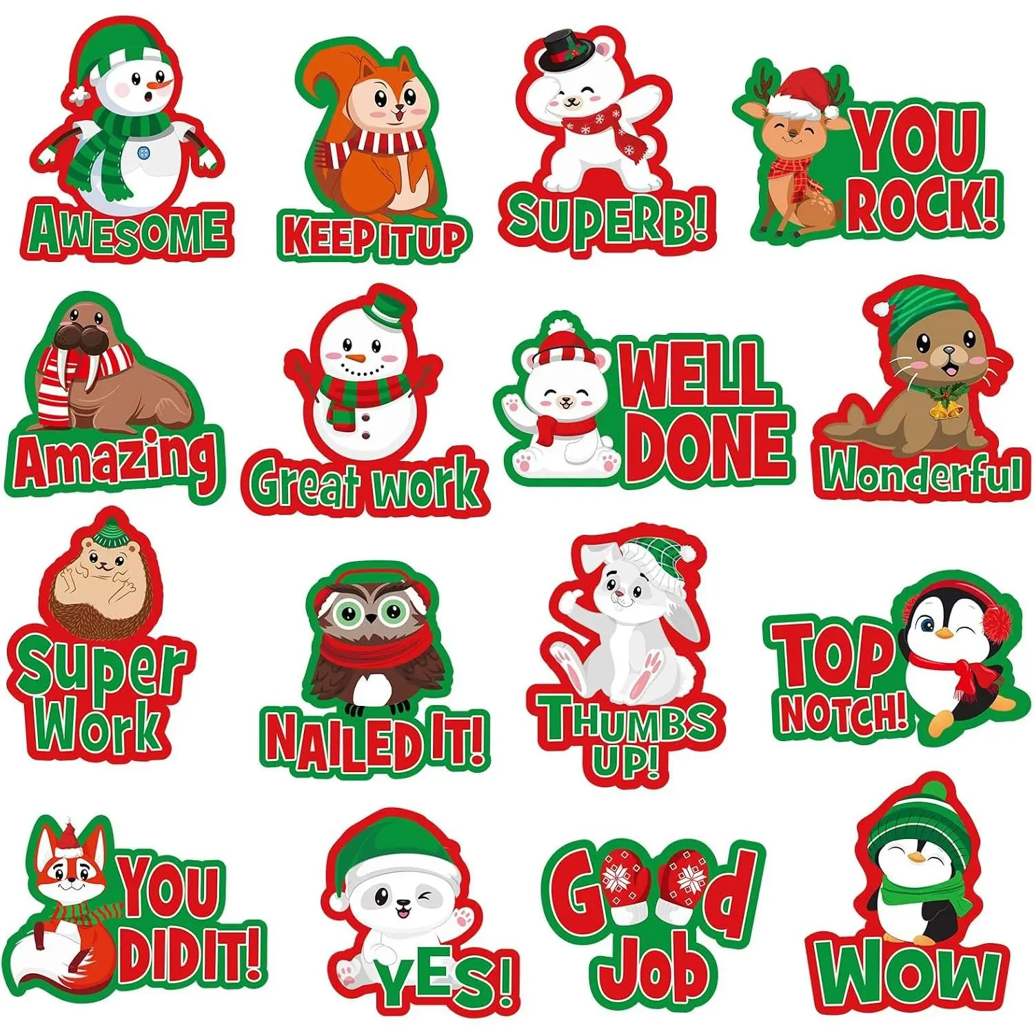 400 count Christmas Stickers Teacher  Stickers Winter Motivational Positive Kindness Labels Cute Holiday Xmas  Sticker for  Homework Tests Assignments Classroom (Christmas)
