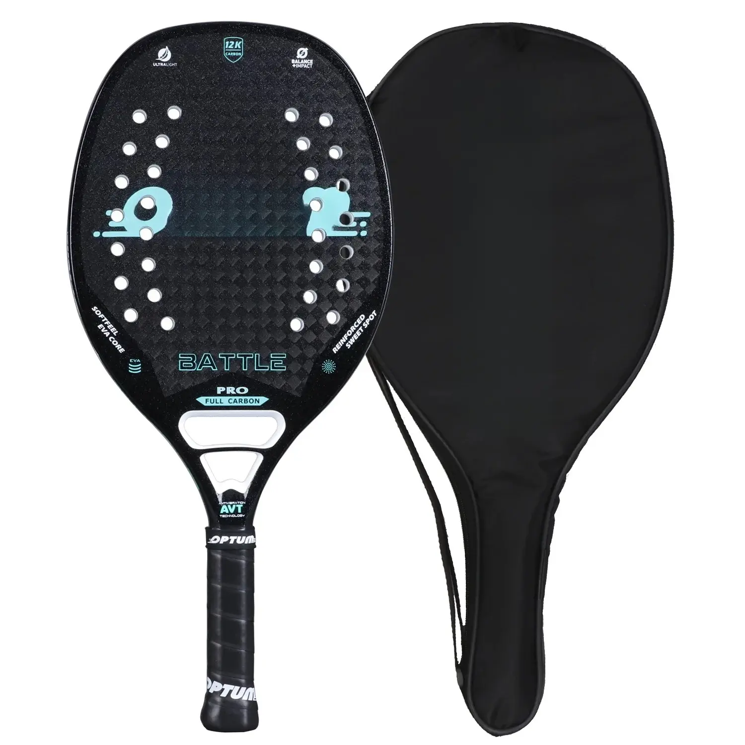 12K Carbon Fiber Rough Surface Beach Tennis Racket With Cover Bag