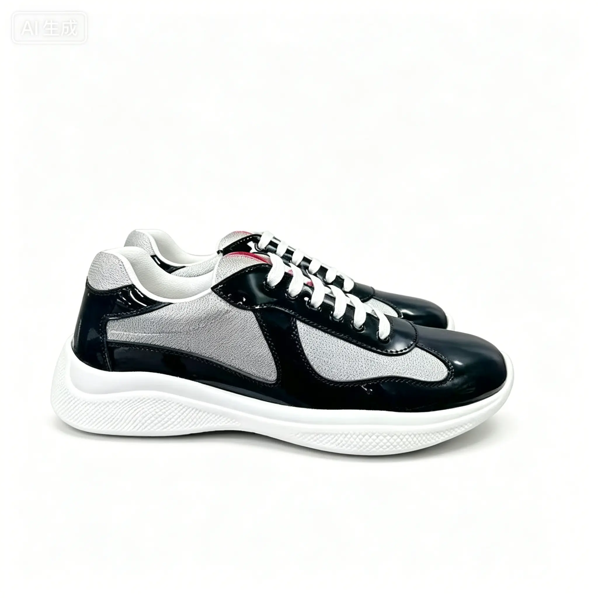 2026 New Patent Leather Mesh Sneakers Men Women Lightweight Thick Sole Casual Shoes Breathable Platform Walking Shoes Fashion Color Block Athletic Shoes patent leather mesh sneakers breathable mesh sneakers men Sneakers  Breathable Mesh Sho