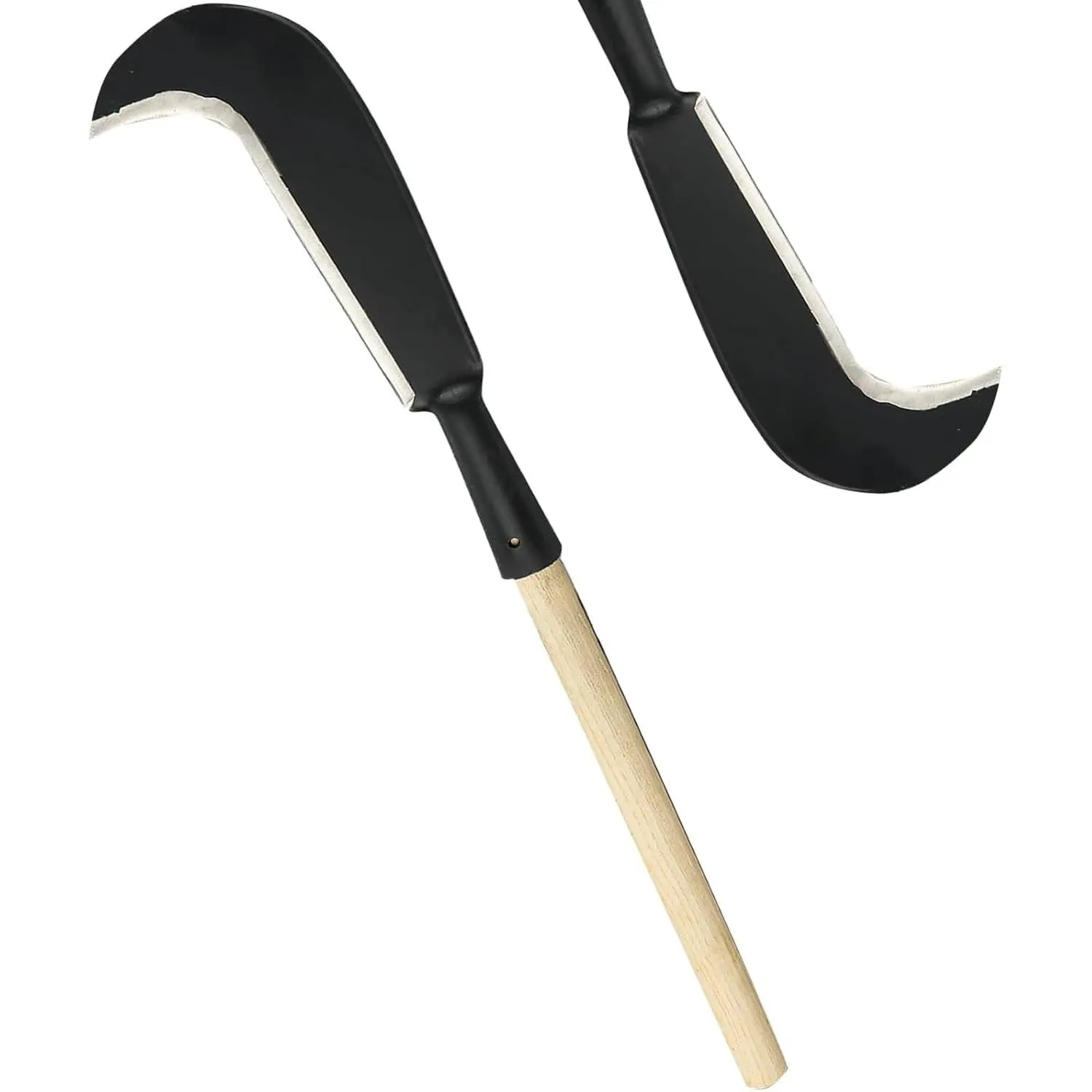 Sickle Garden Tool, Steel Billhook Machete Knife for Cutting Trees Heavy Duty, Hand Grass Weeding Sickle Knife with Wooden Handle for Yard Work
