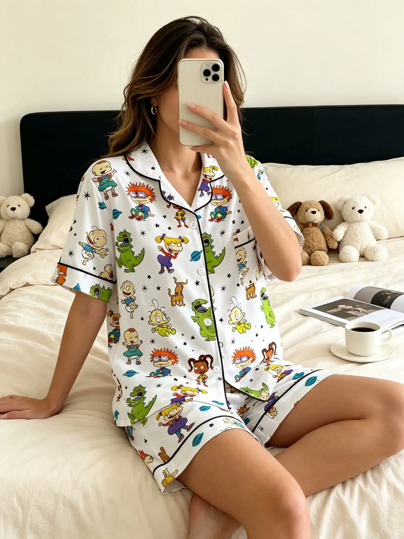 Women's Pajama Set Loungewear Nightwear Pjs, Base Cartoon Dinosaur Print, Casual Fitted Design, Soft Skin-Friendly, Elastic Waist, All Seasons Wear