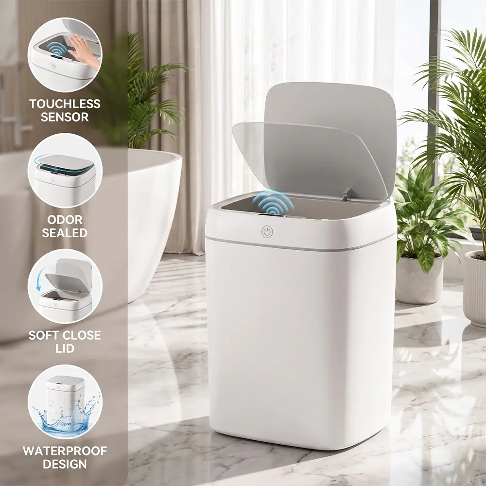 Automatic Trash Bin with Sensor - Narrow Plastic Household Garbage Bin for Bathroom, Toilet, Kitchen #DealsForYouDays, Automatic Trash Bins