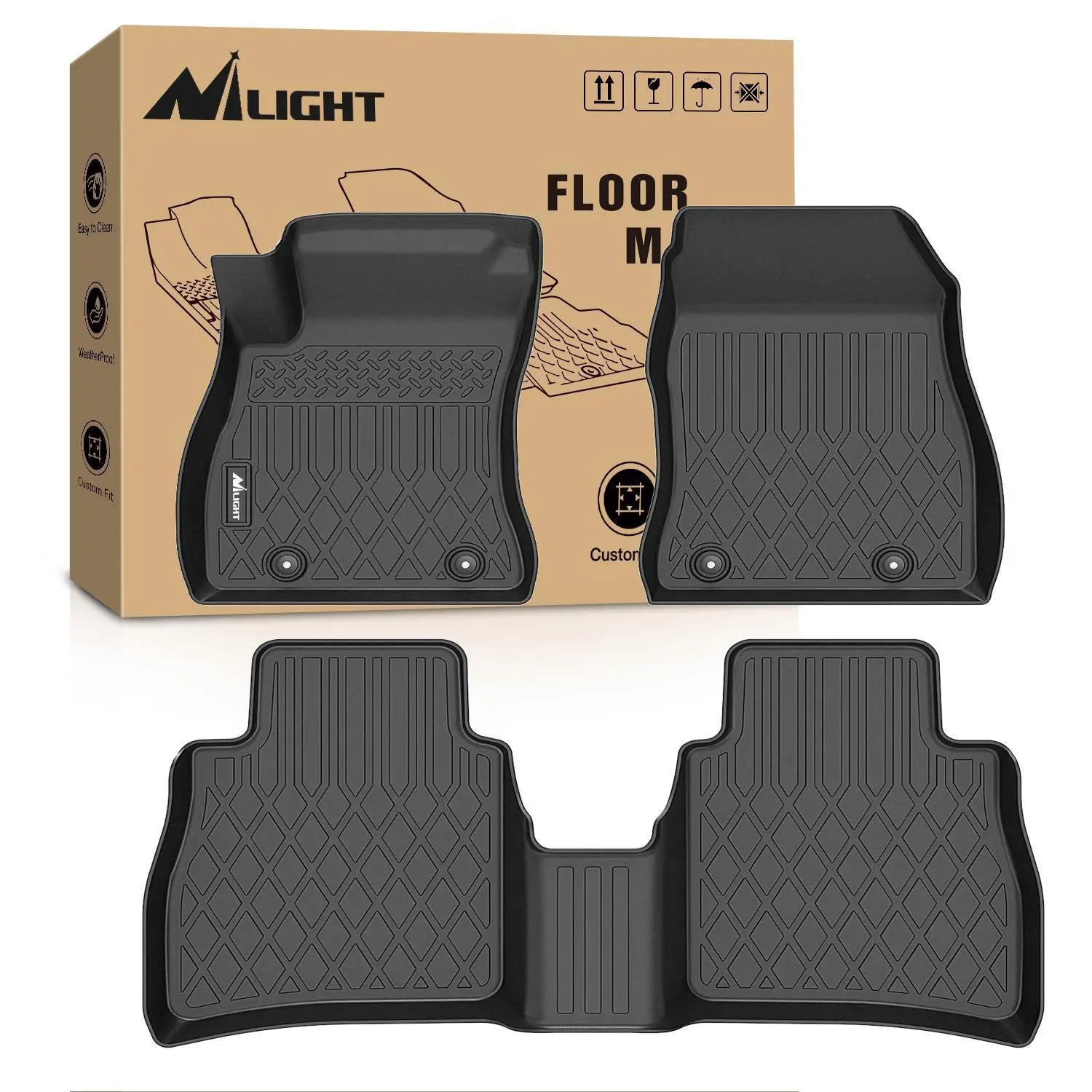 Nilight Custom-Fit TPE Rubber Floor Mats for Nissan Sentra 2014-2019, Vehicle-Specific Fit, Heavy-Duty, Easy-to-Clean, Raised-Lip Car Interior Accessories