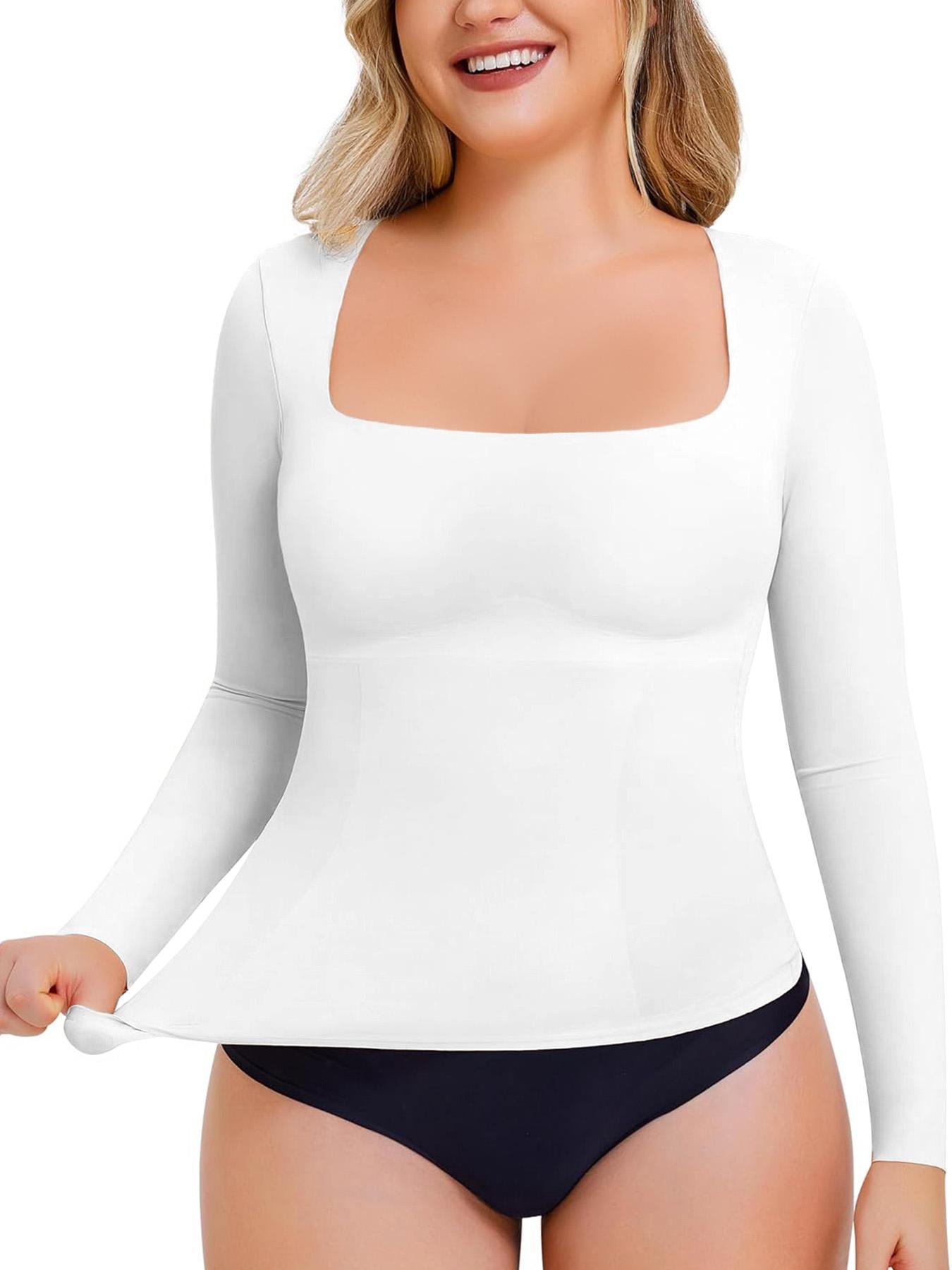 Women's Seamless Slim-Fit Long Sleeve Top, High Elasticity Comfortable Breathable Fabric, Casual All-Season Wear, No Underwear Needed