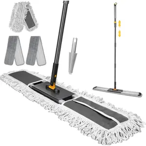 Commercial Mop, 36'' Large Dust Mop,Heavy Duty Industrial Push Mops with 3  Microfibre Pads & 62'' Adjustable Handle for ,Hotel,Mall,Warehouse