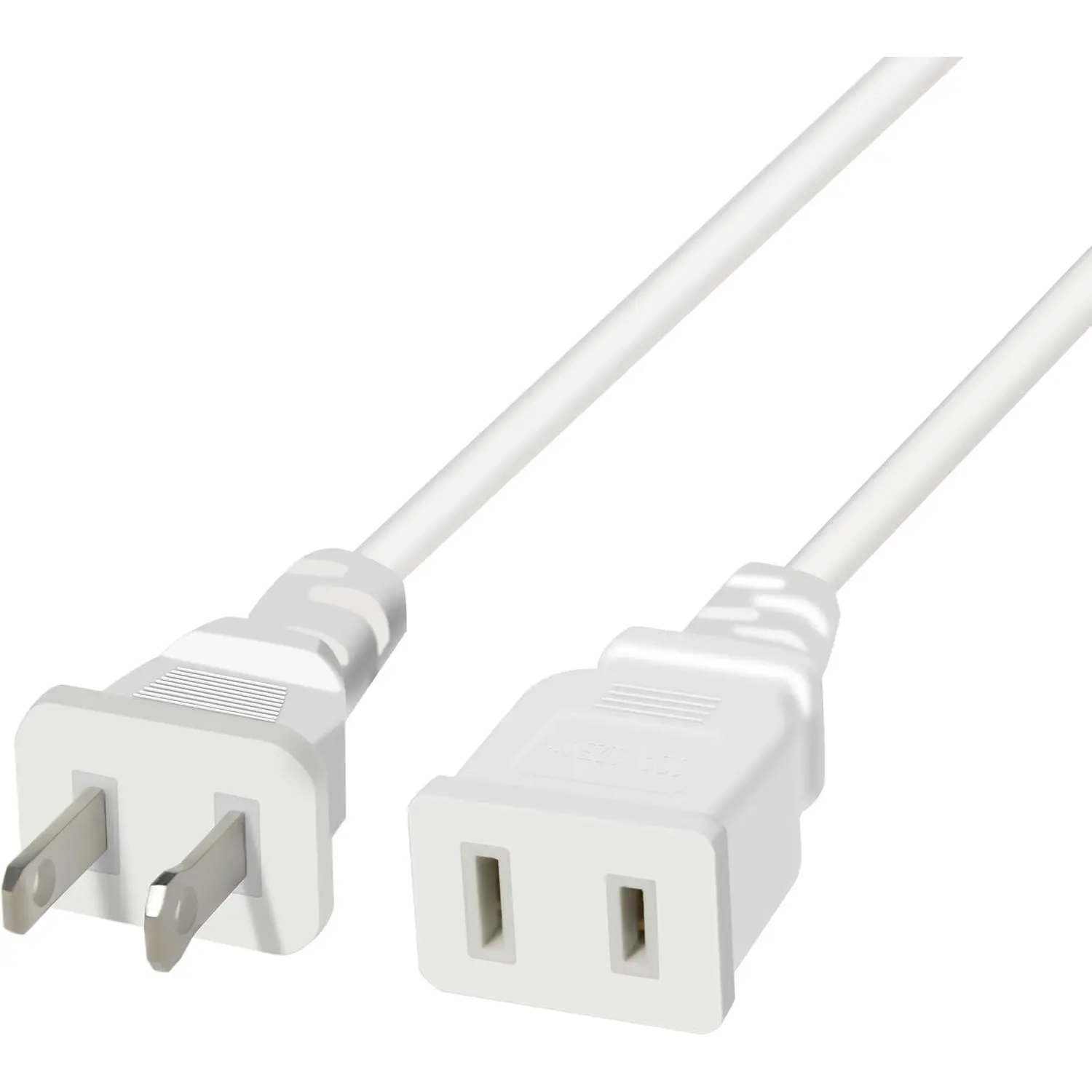 3ft White Extension Cord (1 Pack) - 2-Prong Plug, AC 125V 10A ETL Listed, Durable Copper Core, Single Outlet 1250W Thin Flexible, Indoor Use, for Christmas Lights, Lamps, Light Duty Power Cord, 3Ft White (1 Pack), Holiday Lights