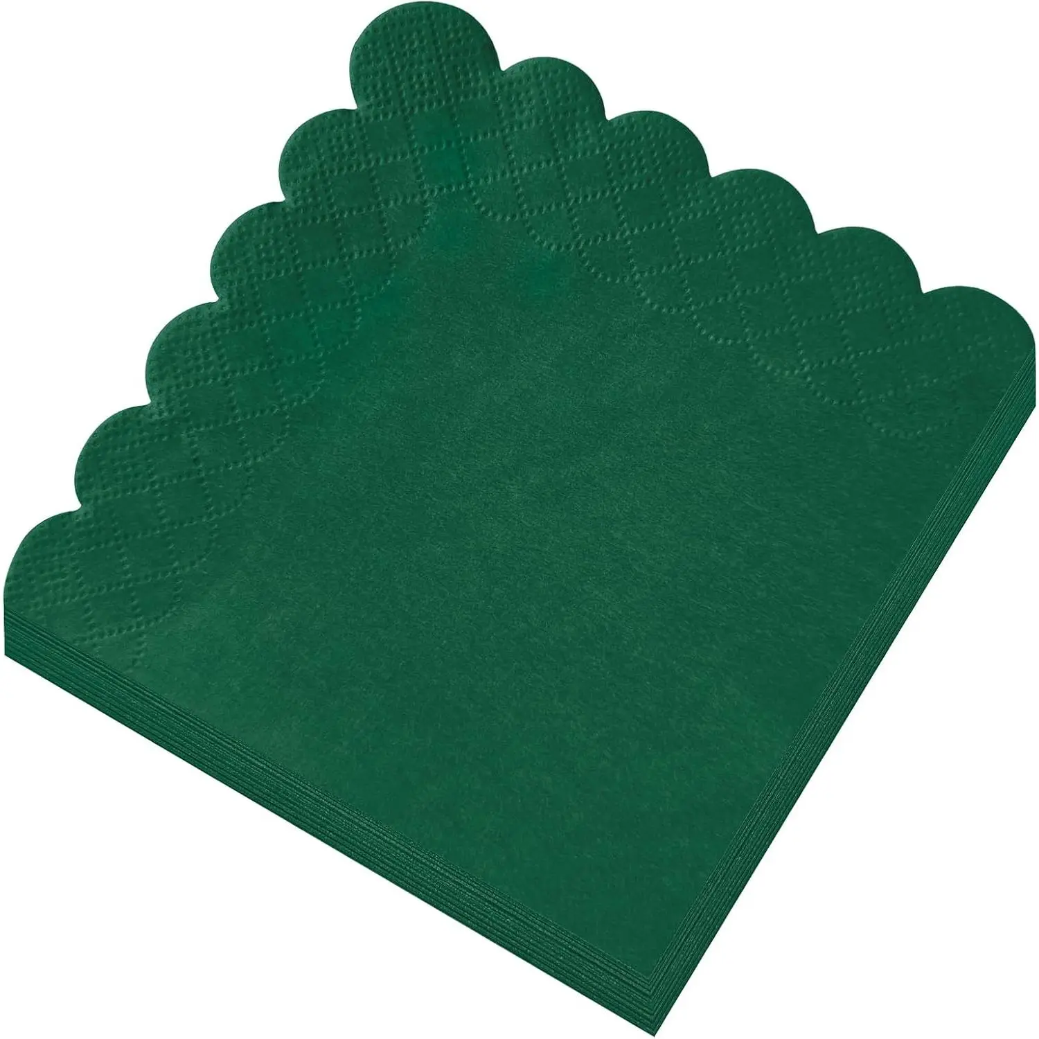 120 count Dark Green Scalloped  Napkins,2-Ply Dark Green Disposable Beverage Party Napkins for Dinner Wedding Birthday  Shower