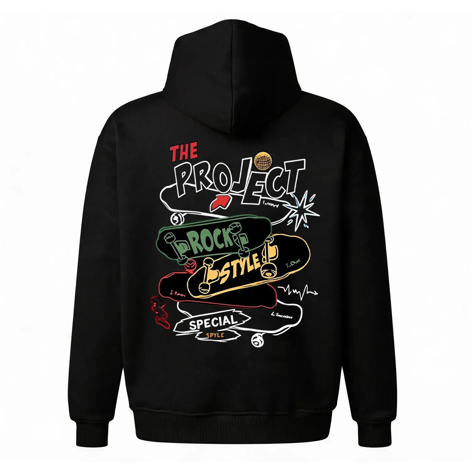 Vintage Skateboard Graphic Hoodie |   Graffiti Streetwear Back Print Sweatshirt |   Skater Aesthetic Pullover |   Oversized Unisex Fleece Top |   Colorful Comic Style Hoodie for Men & Women
