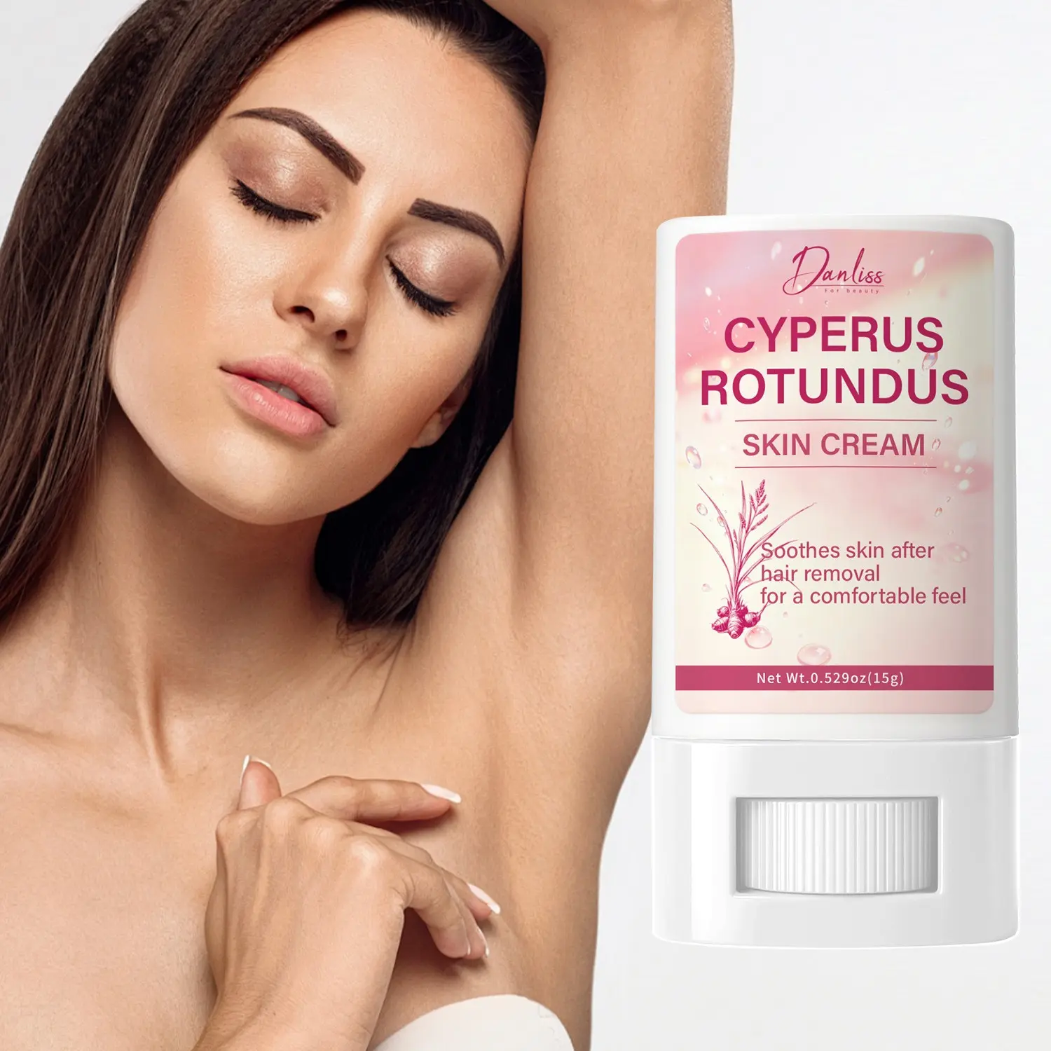 Cyperus rotundus hair removal cream | Soothes and moisturizes after hair removal | Gently calms discomfort | Aloe vera + rose oil | Suitable for use after waxing/laser/shaving | Can be used on underarms, bikini bottoms, legs, and the whole body | 15g