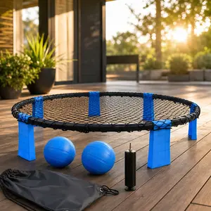 ARCH Outdoor Roundnet Game Set - Plastic, Blue/Yellow, 2 Balls, Sturdy Durable Construction Net, Carry Bag, Rules, 21.65l x4.33w x7.48h In, 36.00w x36.00d x8.00h In, Classic Family Lawn Game for Beach Barbecues, Backyard Gatherings