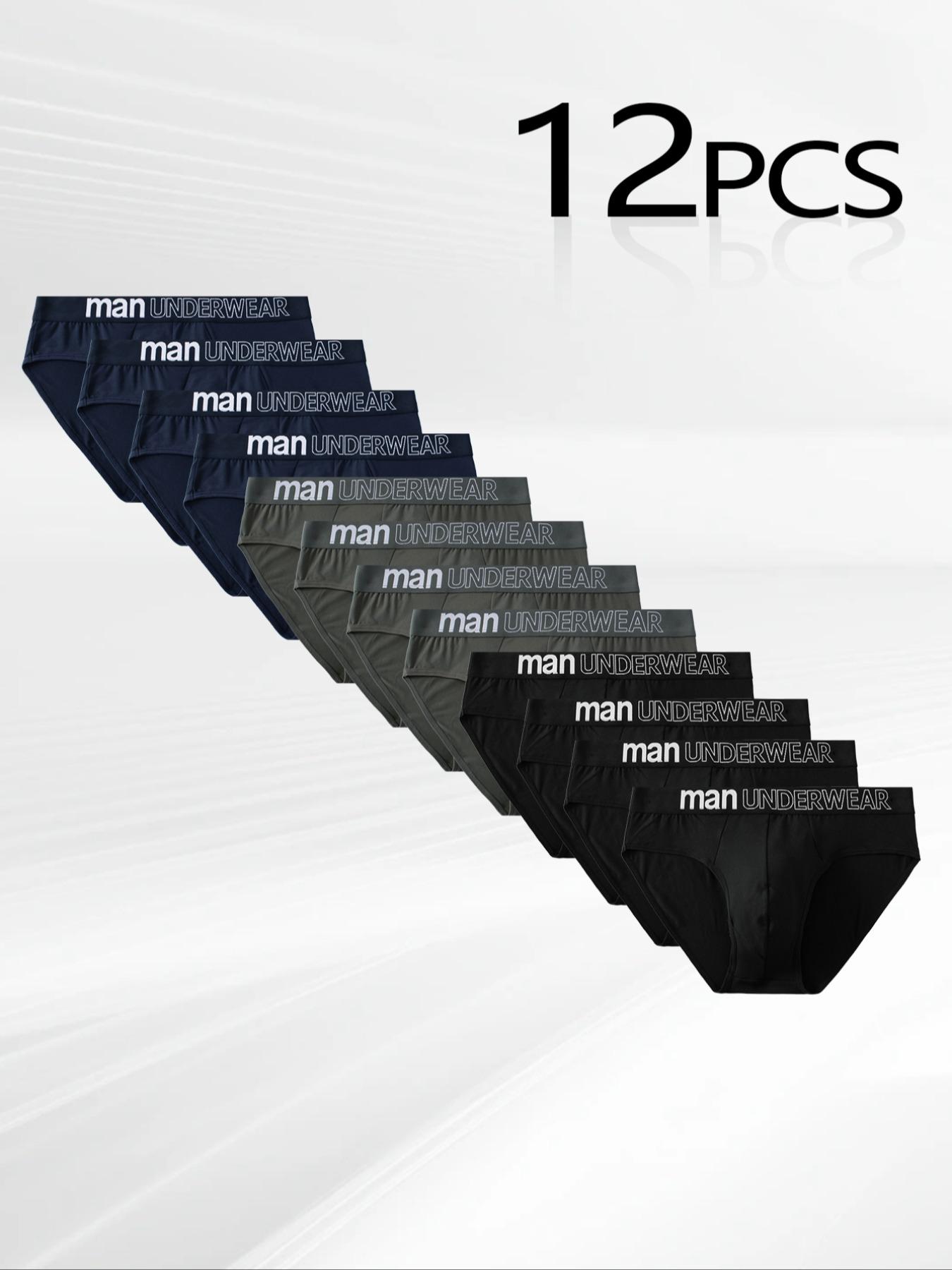 Men's Letter-Tape Solid-Color Briefs for Daily Wear, Casual Men's Underwear for All Seasons, Soft Comfy Undergarments, Soft Breathable Briefs