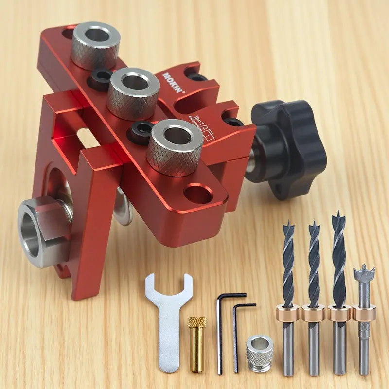 Three-In-One Hole Puncher, Round Wood Dowel Connector, Cabinet Door Installation Aid, Shelf Support Center Drill, Furniture Assembly Tool, Home Hardware