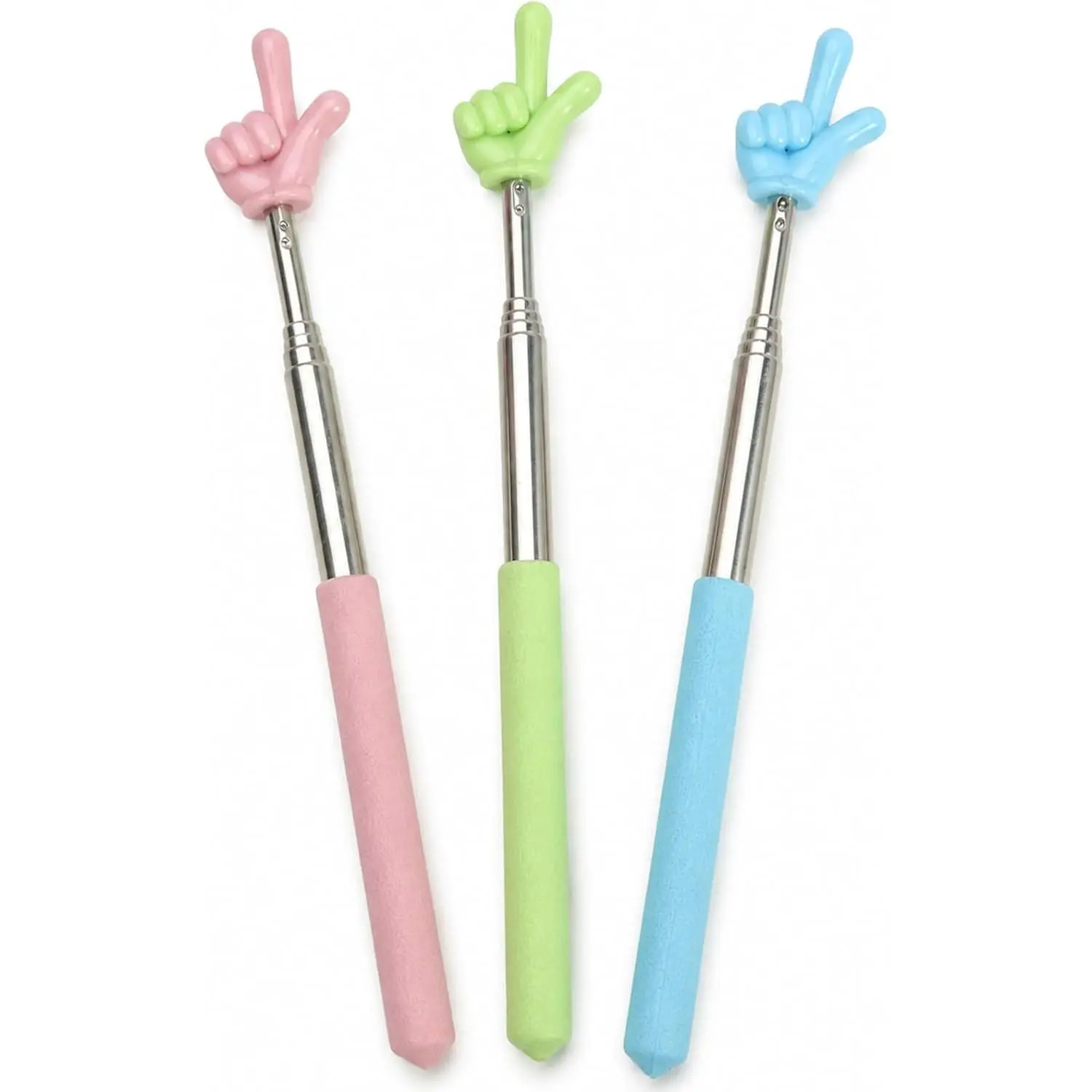 3 count Pointer Finger Stick for Classroom, Extendable Teacher Pointer, Colorful Hand Shaped Teaching Wand for Whiteboards, Presentations and Reading Activities