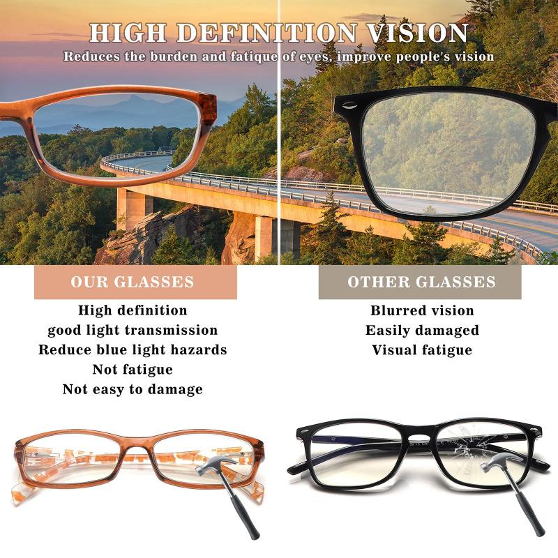 Reading glasses for seniors: blue light blocking, lightweight, anti-glare, suitable for daily reading, high-definition printed lenses.