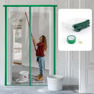 Plastic Magnetic Zipper Door Dust Protection Kit Construction Door Cover for Room Remodel, Fits Standard 4'W x 7.5'H Doorways