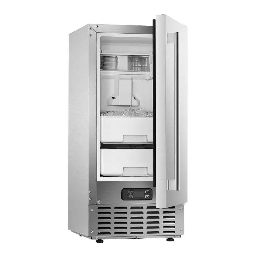 VEVOR Undercounter Built-in Ice Maker, 66 Lbs/Day Under Counter Nugget Ice Maker Machine with Reversible Door Stainless Steel, Freestanding Ice Maker for Commercial Home Kitchen, Electric Drainage