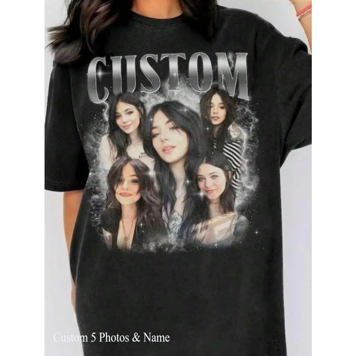 1pc Custom Vintage Graphic 90s Casual Round Neck Streetwear Shirt - Relaxed Fit Custom Bootleg Rap Tee, Insert Your Design, 100% Cotton, S-3XL, Gift For Him/Her, Loose, Top, Tshirt