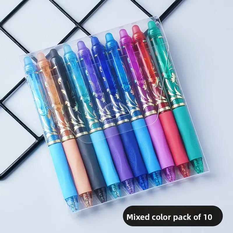 10 Count Retractable Erasable Gel Pens, Multicolor Heat Friction Erasable Journal Pens with Top Built-In Eraser, Comfort Grip Smooth Writing Pens for DIY Color Journaling, Kids Students Exam Note Taking Bullet Journaling Office School Supplies