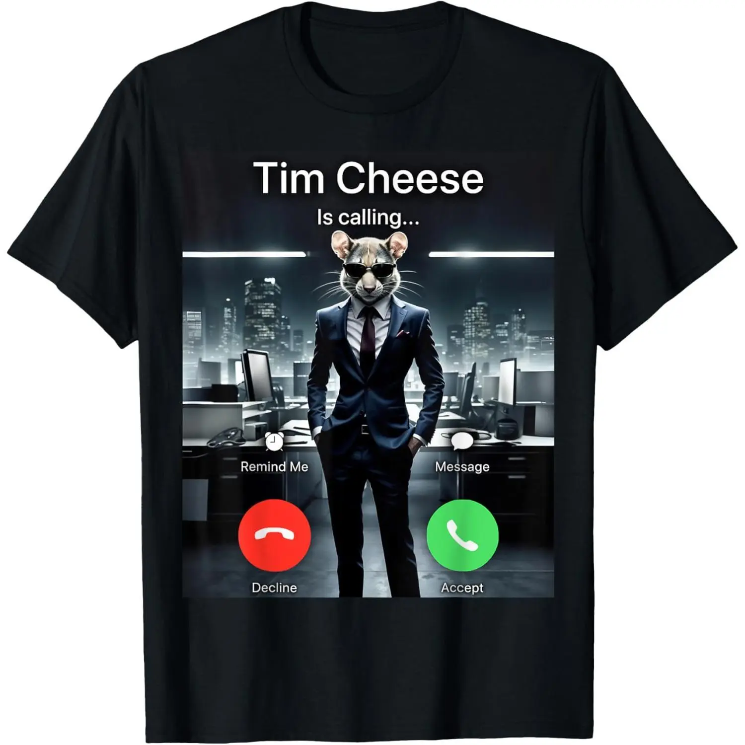 Men's Classic Relaxed Fit Breathable Short-Sleeve "Tim Cheese Is Calling" Funny Unisex T-Shirt Tops, Shortsleeve, Cotton