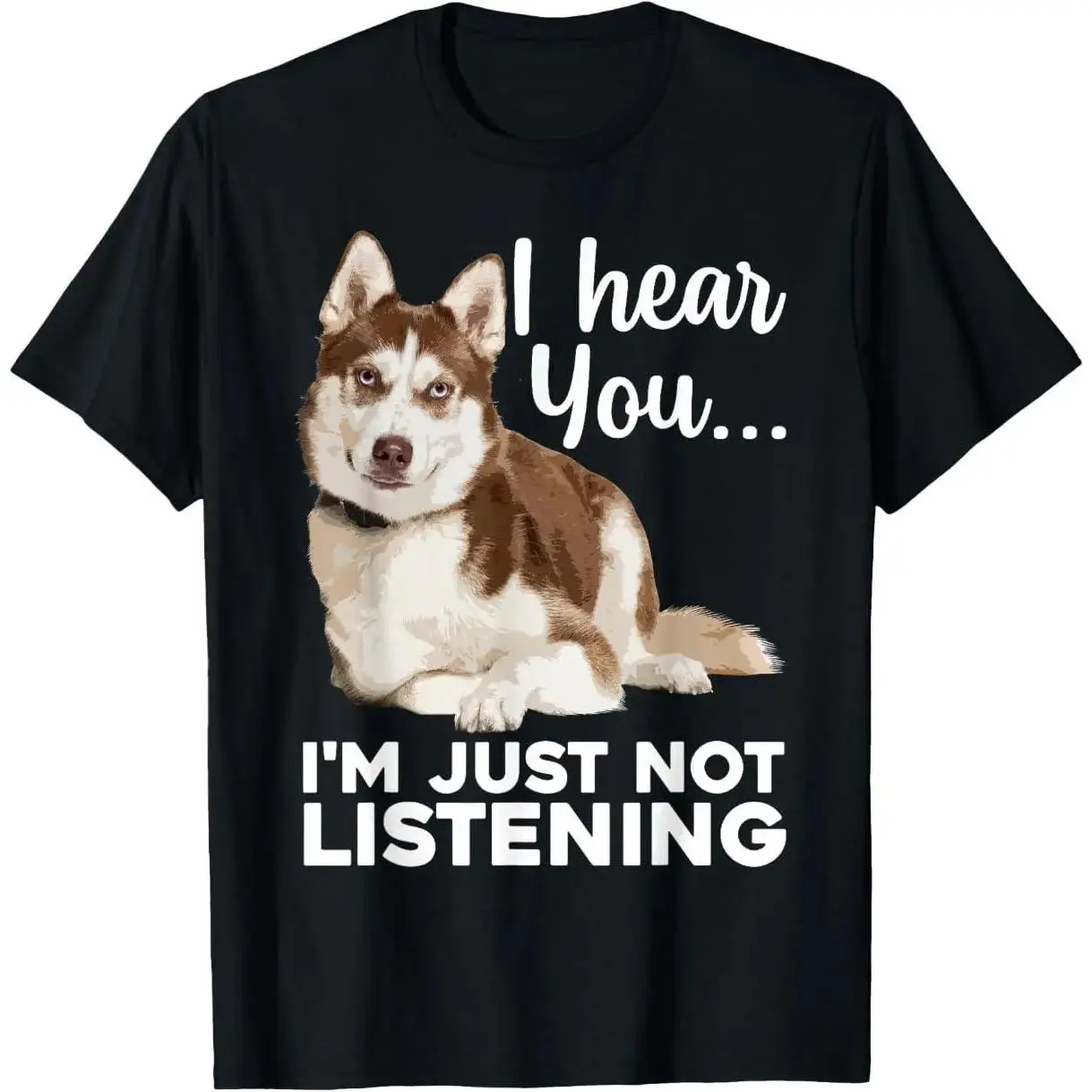 Siberian Husky Graphic Print T-Shirt for Husky Lovers - High-Quality Cotton, Short-Sleeve, Menswear Tops, Machine Washable Casual Sports Top