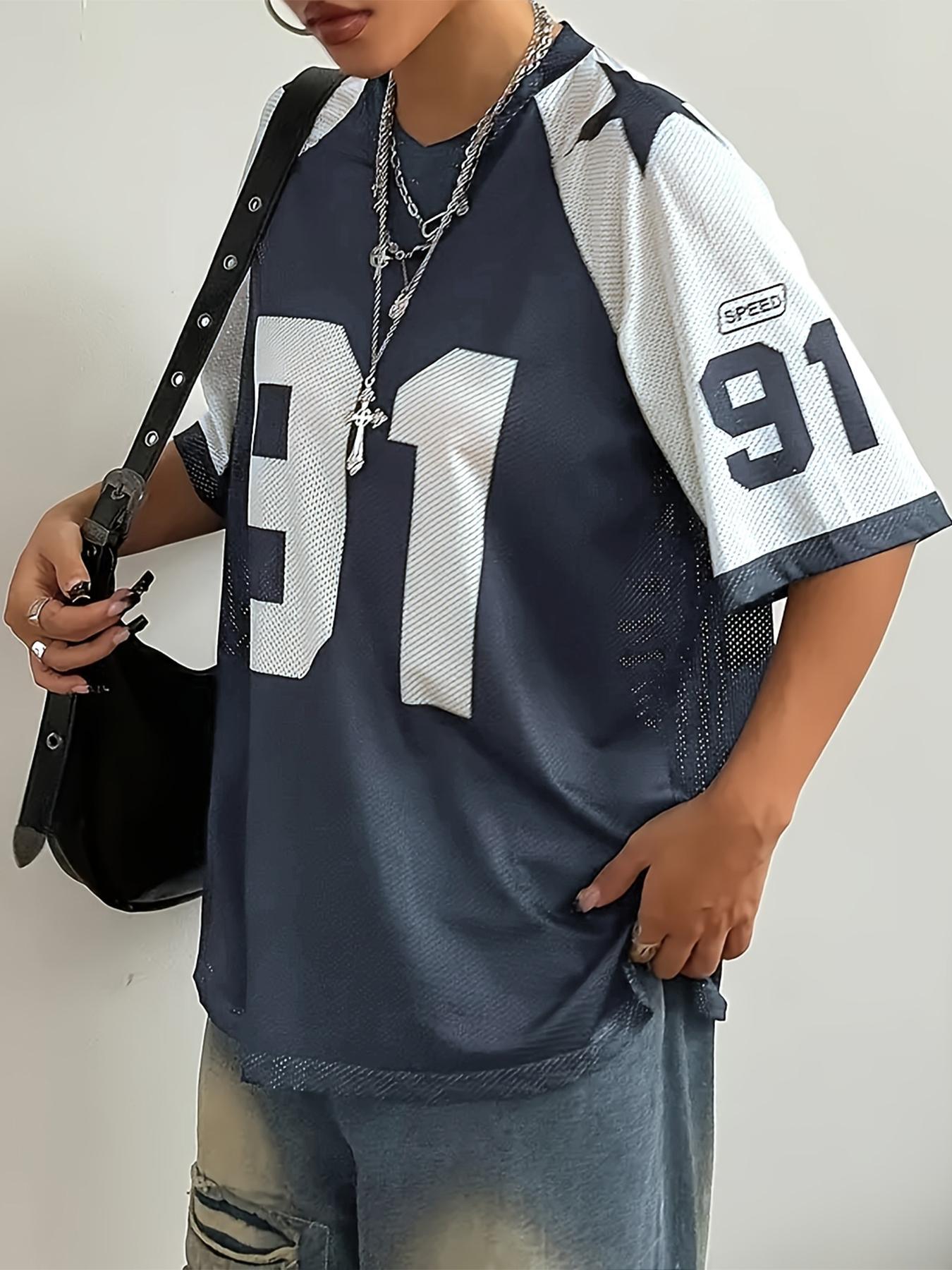 Women's Number Print Tee, Casual Loose Half  Sleeve T-shirt for Summer, Ladies Clothes for Daily Wear, Top