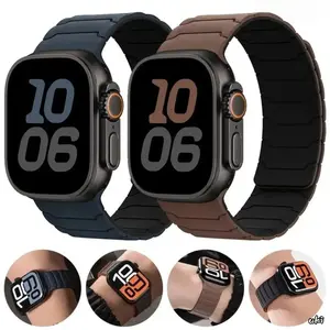 Magnetic Silicone Watch Band For Apple Watch, Adjustable Soft Replacement Strap Sizes 38–49Mm Compatible With Ultra 2 SE Series 7–10, Comfortable Accessory For Daily & Spring Outfits